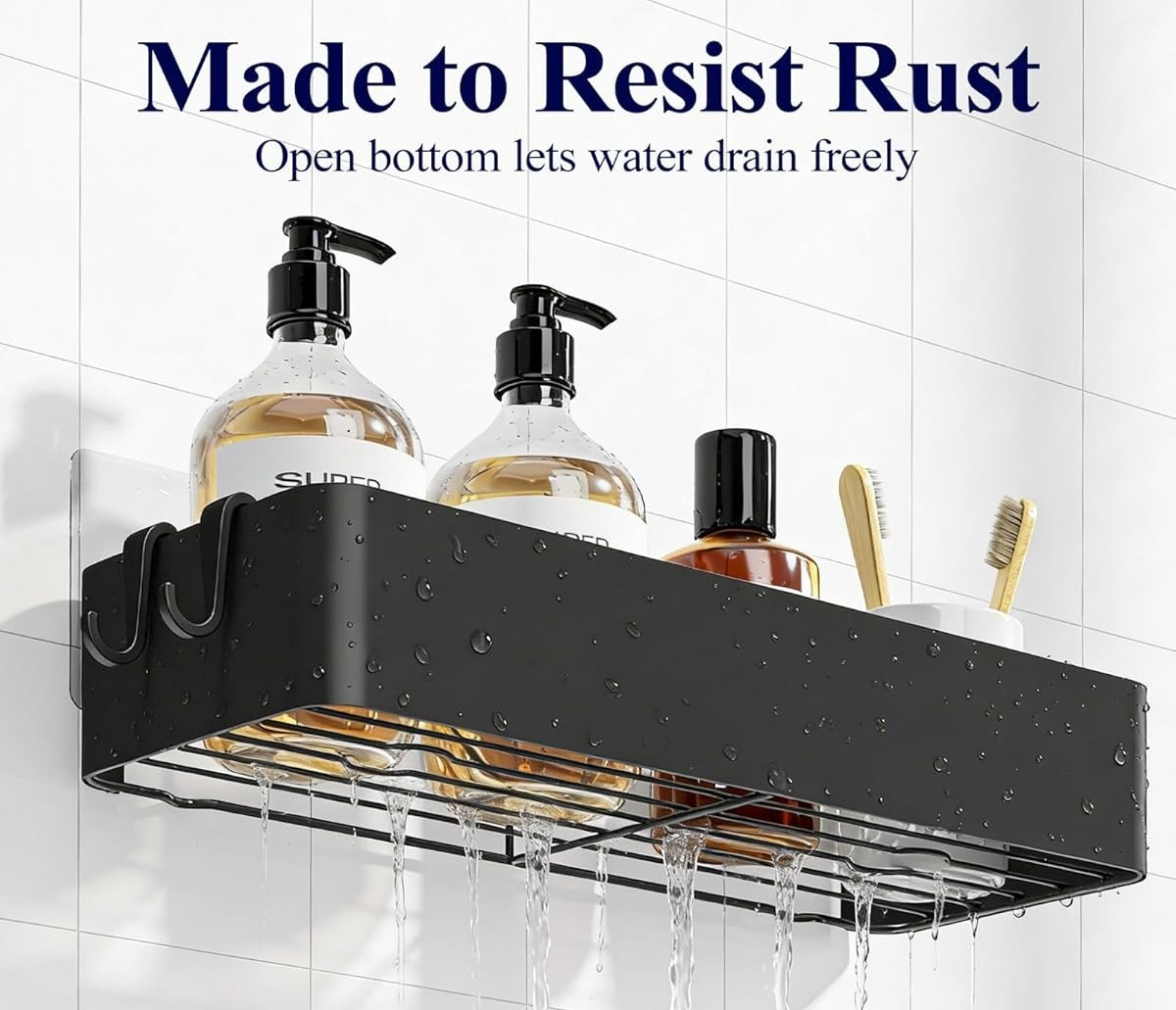Kitsure 2 Pack Rustproof Shower Caddy 2Shelves Drill Free Quick Dry Shower New