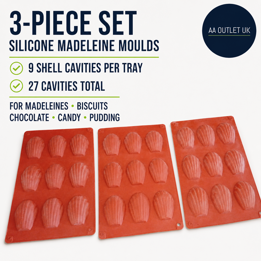 3pcs Madeleines Baking Tray Silicone Moulds Tins For Baking 29x17x2cm Brown
