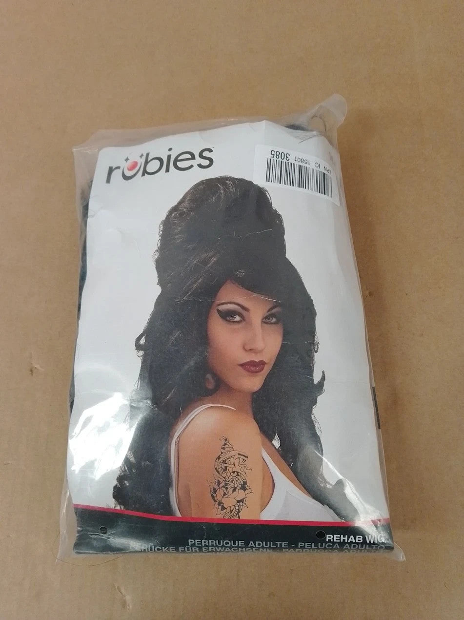 Rubies Official Amy Winehouse Rehab Costume Wig Adult Fancy Dress Accessory New
