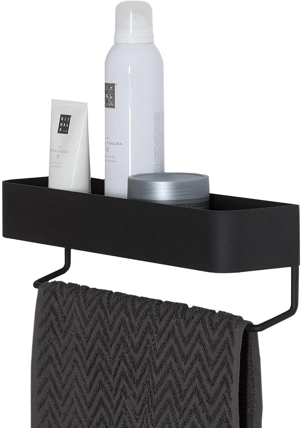 Sealskin Brix Wall Tray Towel Rail Metal Black 35x10x8cm One Size New