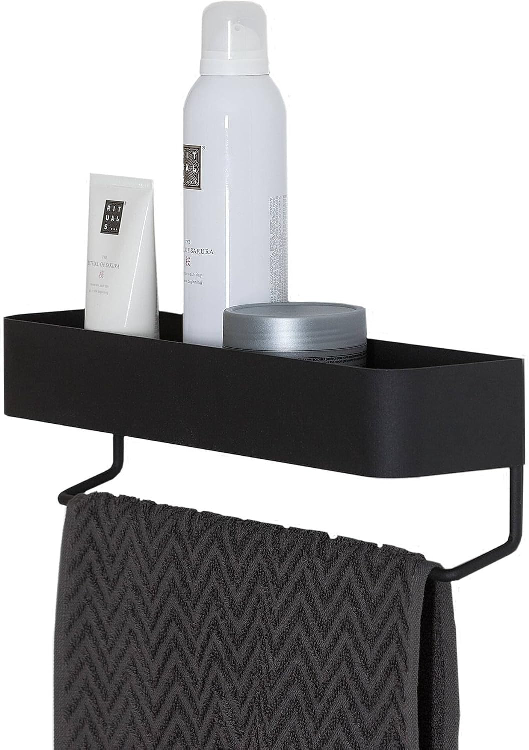 Sealskin Brix Wall Tray Towel Rail Metal Black 35x10x8cm One Size New