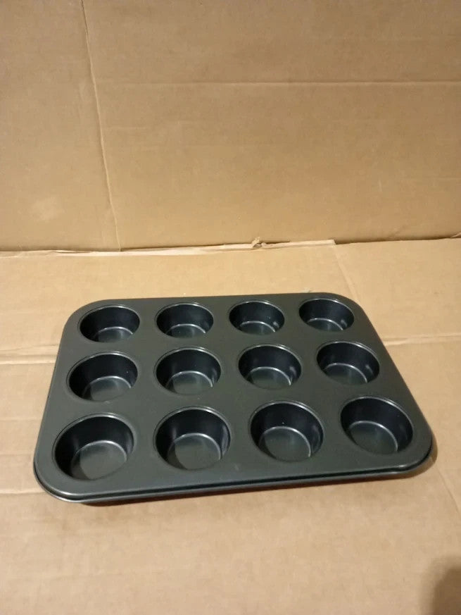 G4GADGET Nonstick 12 Cup Muffin Tray Cupcake Baking Tin Oven Safe Black New