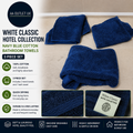 White Classic Hotel Collection Navy Blue Cotton Bathroom Towels 3 Pieces Set New