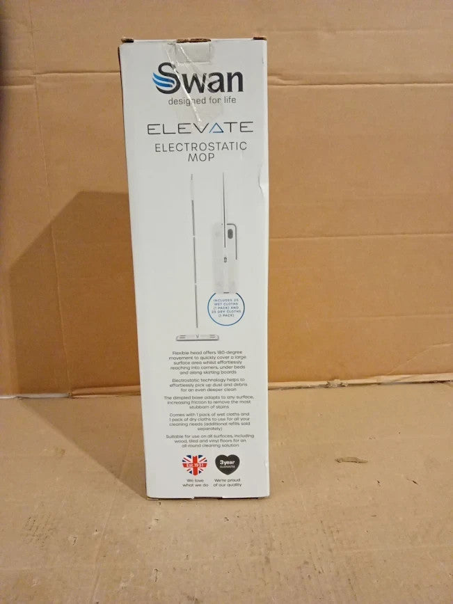 Swan Elevate Electrostatic Mop Floor Cleaner Starter Kit 180 SWFC2001WHTN New