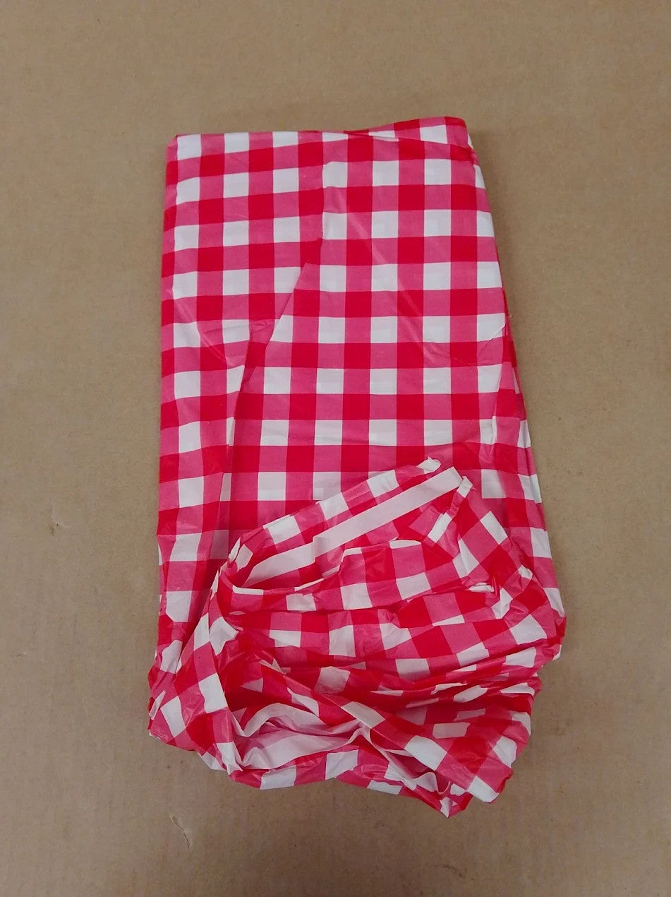 Unique Red Gingham Pattern Rectangular Plastic Table Cover 54x108in New