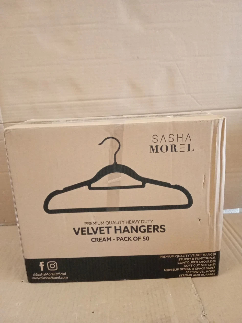 Sasha Morel 50 Pack Velvet Coat Hangers Non Slip Clothes Space Saving Adult New