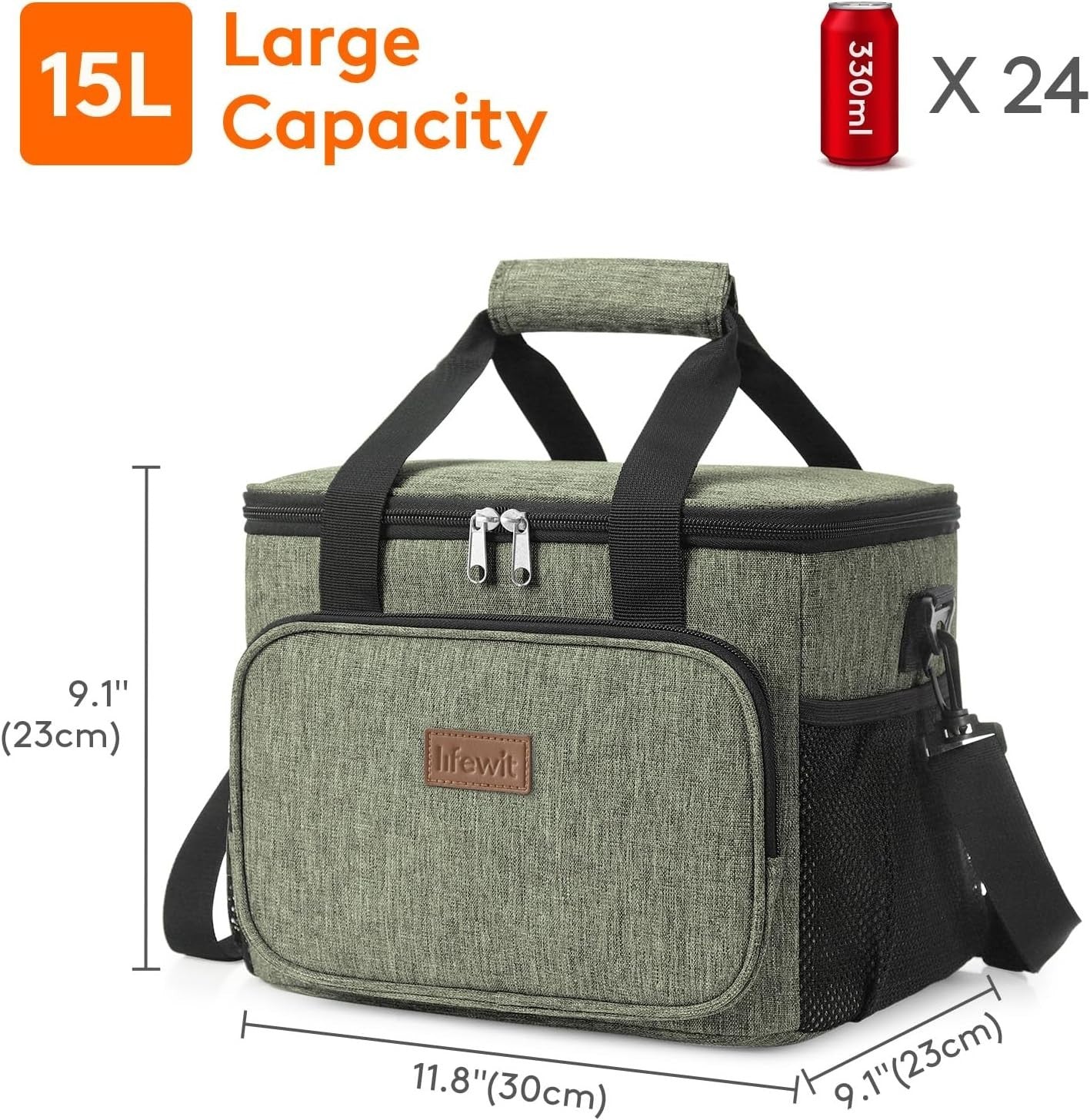 Lifewit Lunch Bag 15L 24 Can Insulated Lunch Box Soft Cooler Cooling Tote New