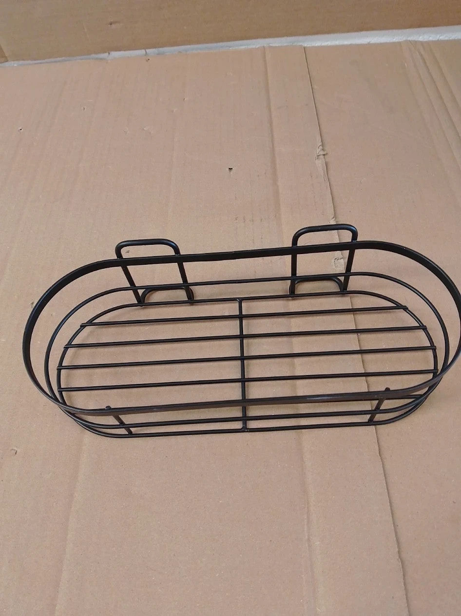 Home Suction Cup Wire Shower Basket Black 15.4x13.1x28cm Black Self Assembly
