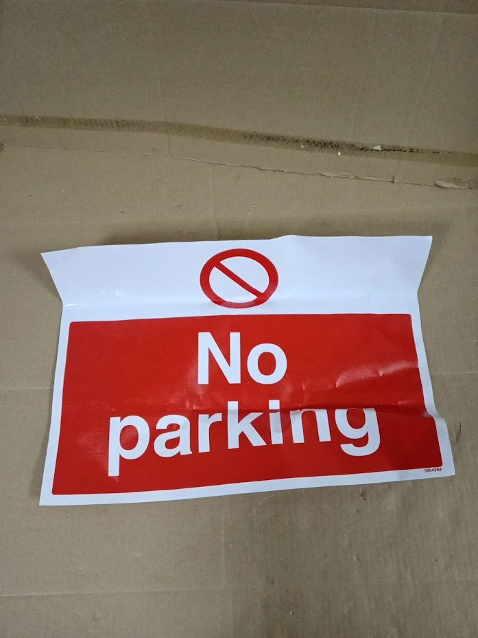 V Safety No Parking Sign 400x300mm Self Adhesive Vinyl 52042BF-S Landscape New