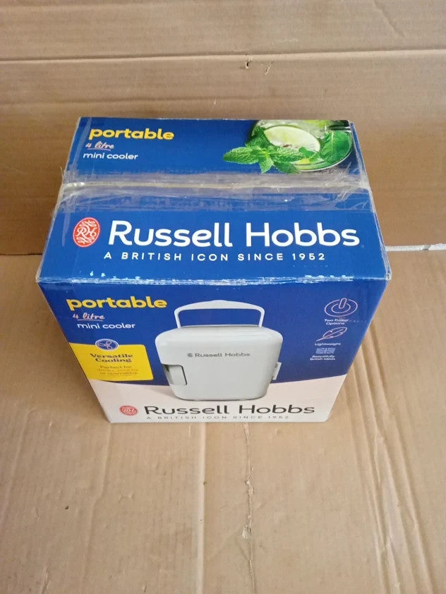Russell Hobbs RH4CLR1001 4L 6 Can Portable Mini Cooler Warmer For Drinks White