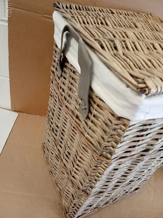 Home Willow Laundry Basket Wicker Frame Grey 56x35x35cm New
