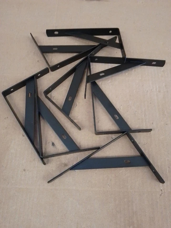 8 Pieces Shelf Brackets Heavy Duty Wall Mounted Triangle Shelving Black