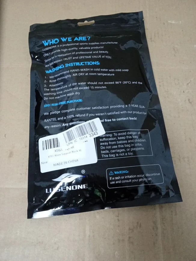 Lusenone Knee Support Side Stabilizers Adjustable Brace Unisex Black XL New