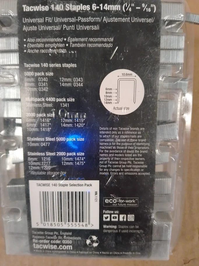 Tacwise 0350 Selection Pack Of Type 140 6 14mm Heavy Duty Galvanised Staples New