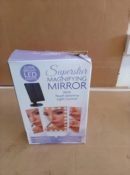 Lighted Makeup Mirror 22 LED Lights Dual Power Supply 10x Magnifying 25x30cm New