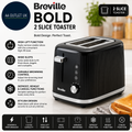 Breville Bold 2 Slice Toaster High Lift Wide Slots Black Silver Chrome VTR001