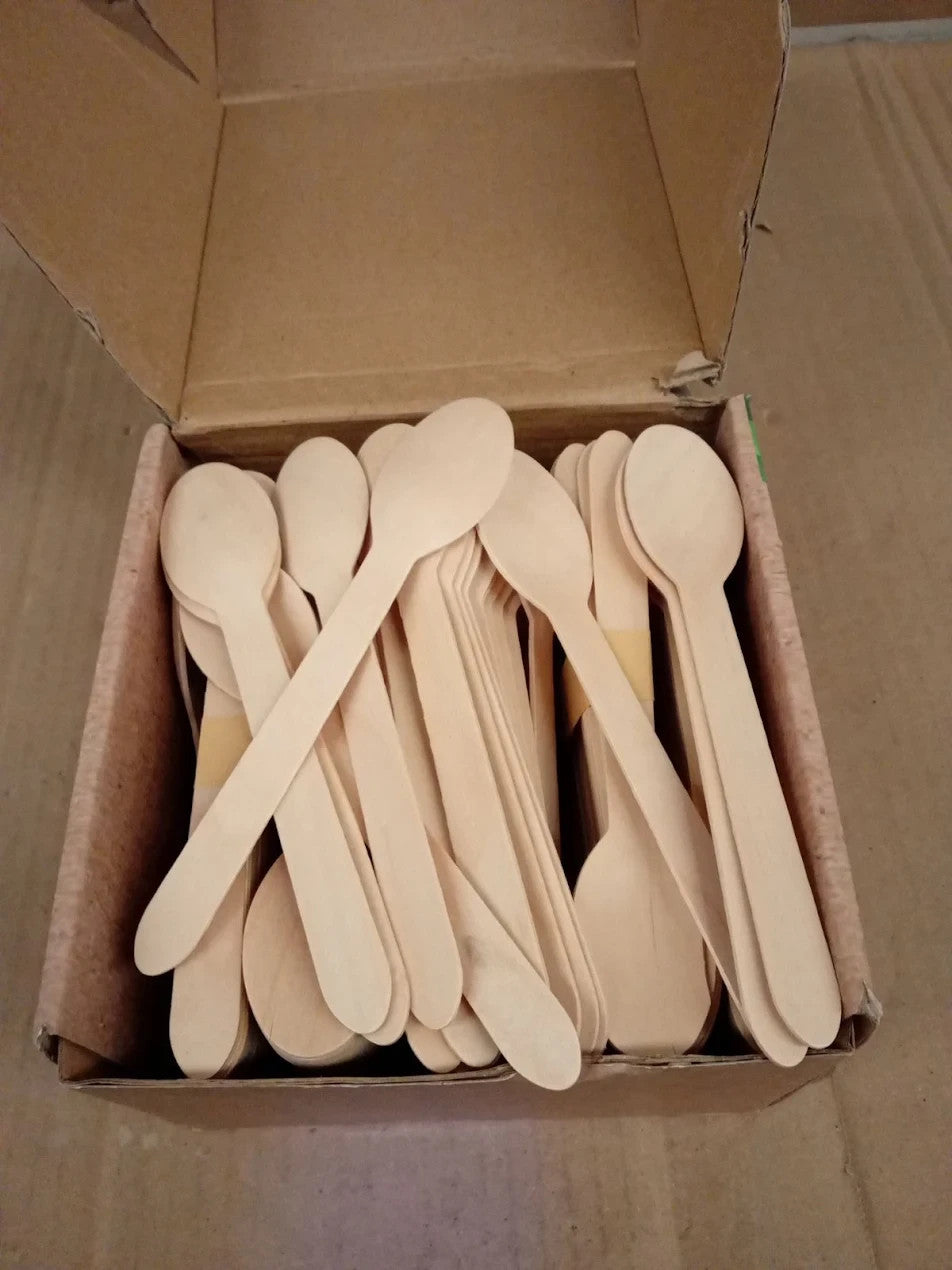 300 Pieces Wooden Spoons Set 6.5" Splinter Free Disposable Spoons Parties New