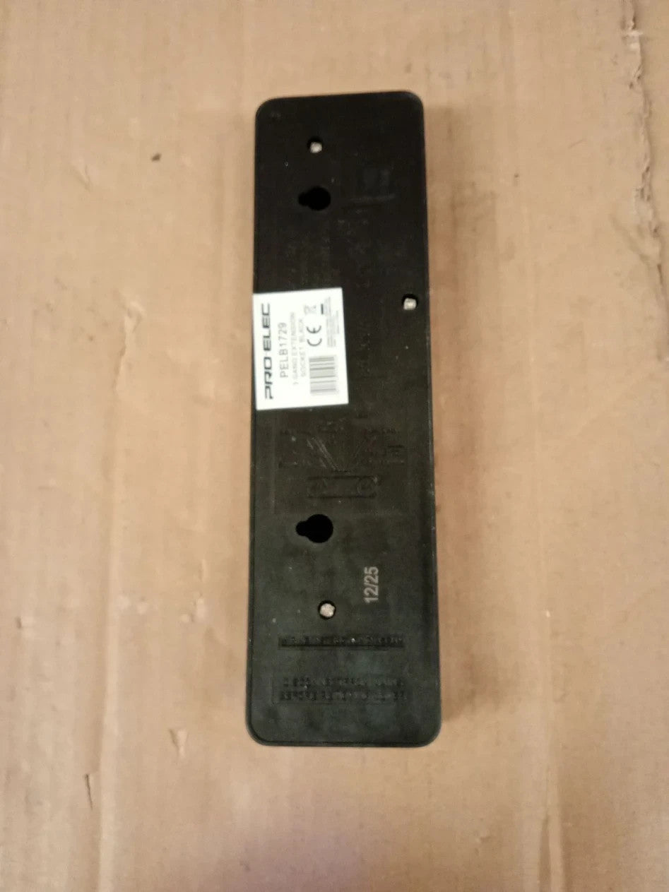 PRO-ELEC PELB1729 3 Gang Extension Socket Black 13A Unswitched Wall Mount BS1363