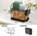 Niffgaff 2 Tier Black Dish Drying Rack Kitchen Countertop Stainless Steel