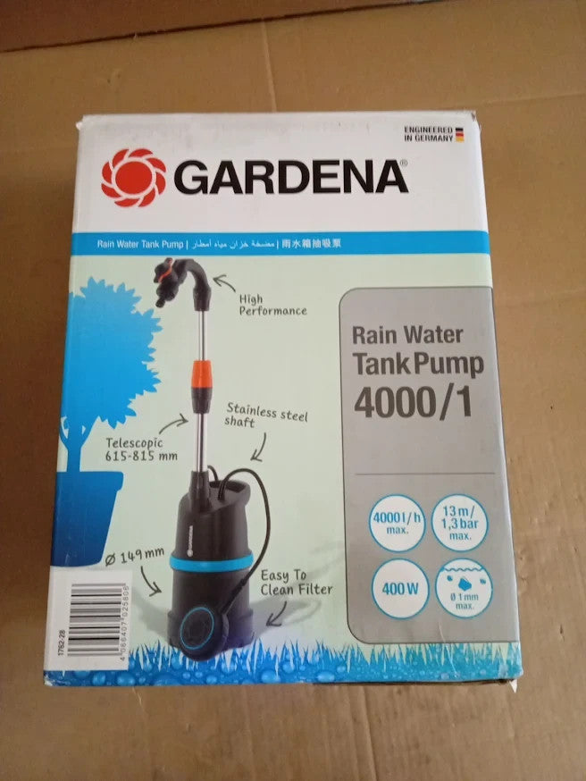 Gardena Rain Barrel Pump 4000 1 Submersible 4000L H Integrated Filter UK Plug