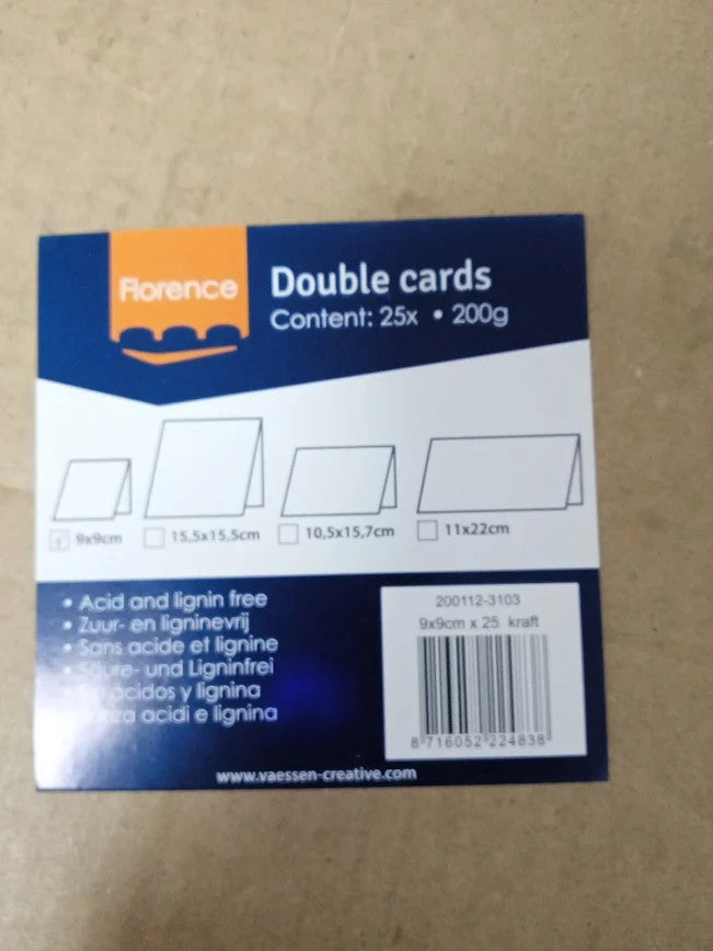 Vaessen Creative Small Square Florence Blank Craft Cards Kraft New
