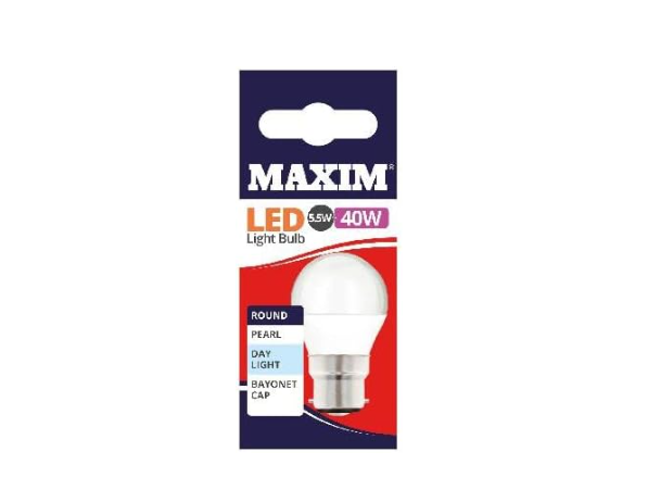 Maxim LED Round Bayonet Cap Daylight White 5.5W 470 Lumen 5pc 40MLRB22D5X10 New