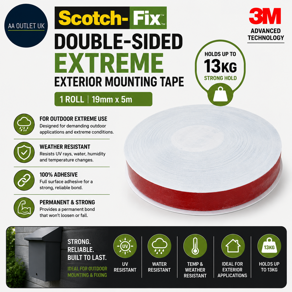 Scotch Fix Double Sided Extreme Exterior Mounting Tape 1 Roll 19mmx5m Outdoor