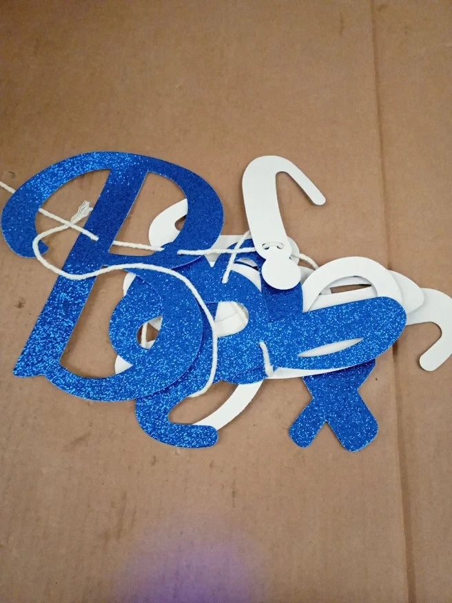 TONIFUL Blue Happy Birthday Banner Glitter Pre Strung Party Garland Design