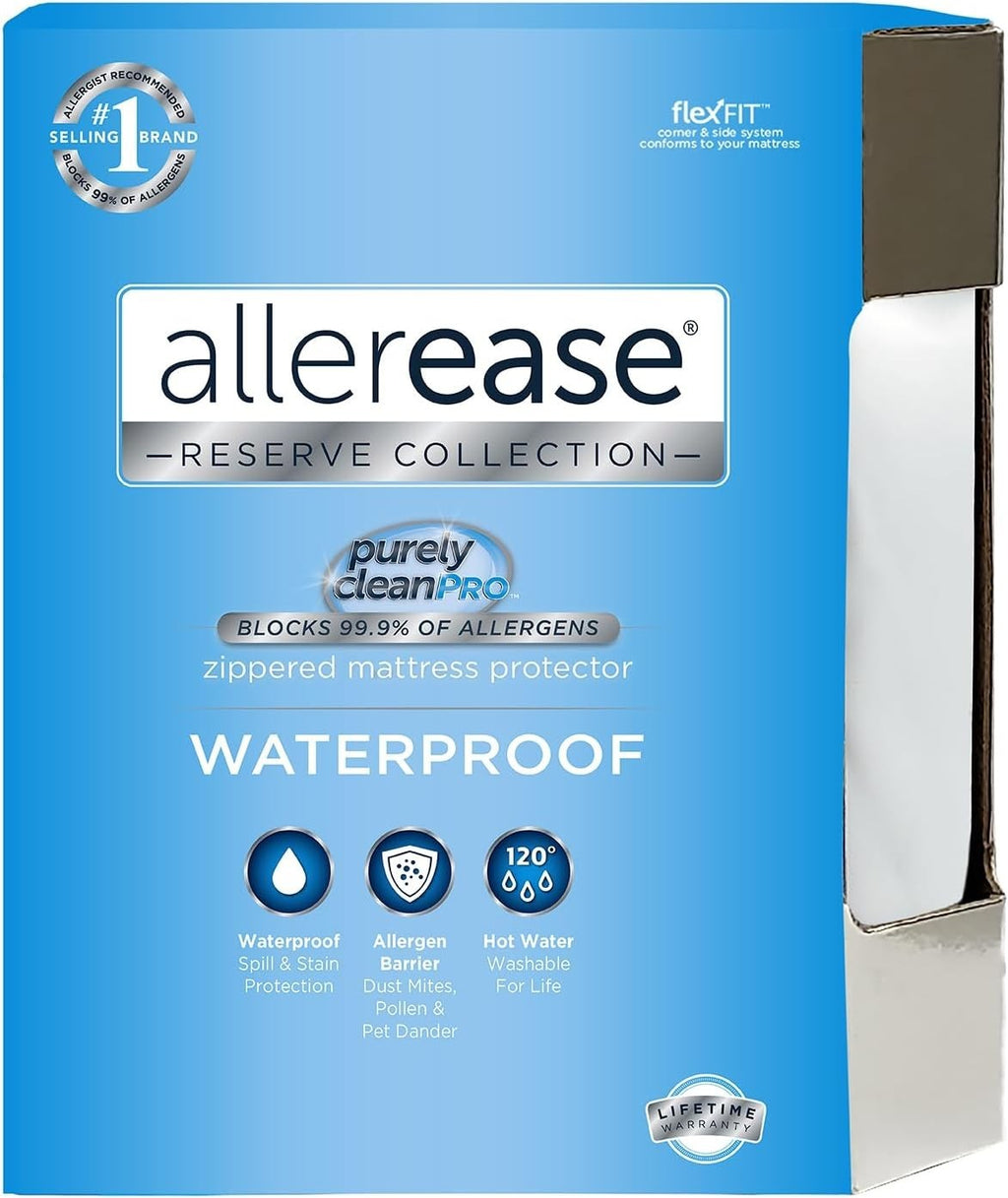 AllerEase Waterproof Allergy Protection Zippered Mattress Protector Twin New