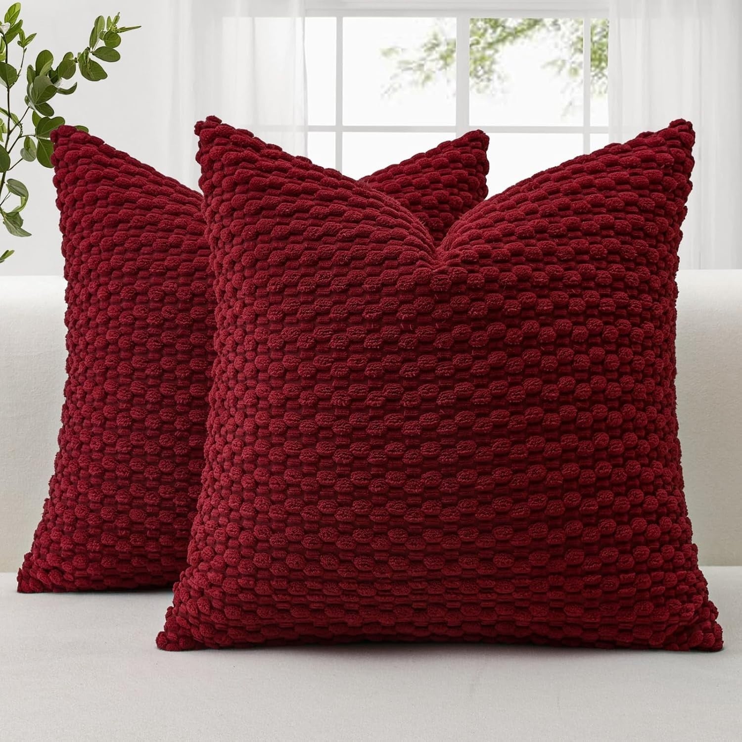 JOTOM Corduroy Soft Decorative Cushion Covers 50x50cm 2 Pieces Throw Pillow
