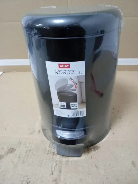 Tatay 3L Pedal Bathroom Bin Hygienic Touch Free Opening Soft Close Lid New