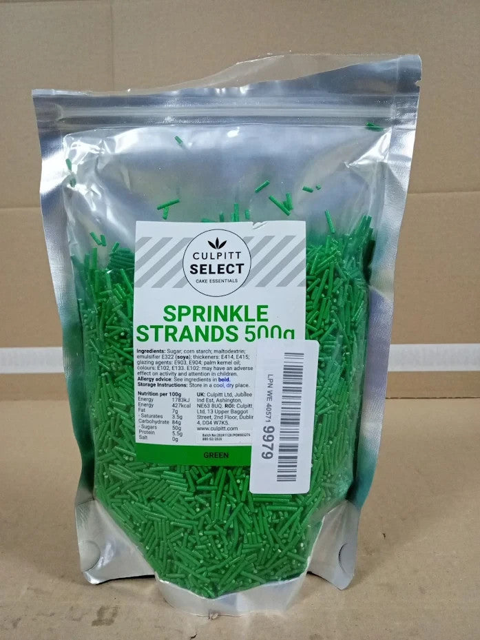 Culpitt Select Green Sugar Strands Sprinkles 500g Cake Decorating Topping New