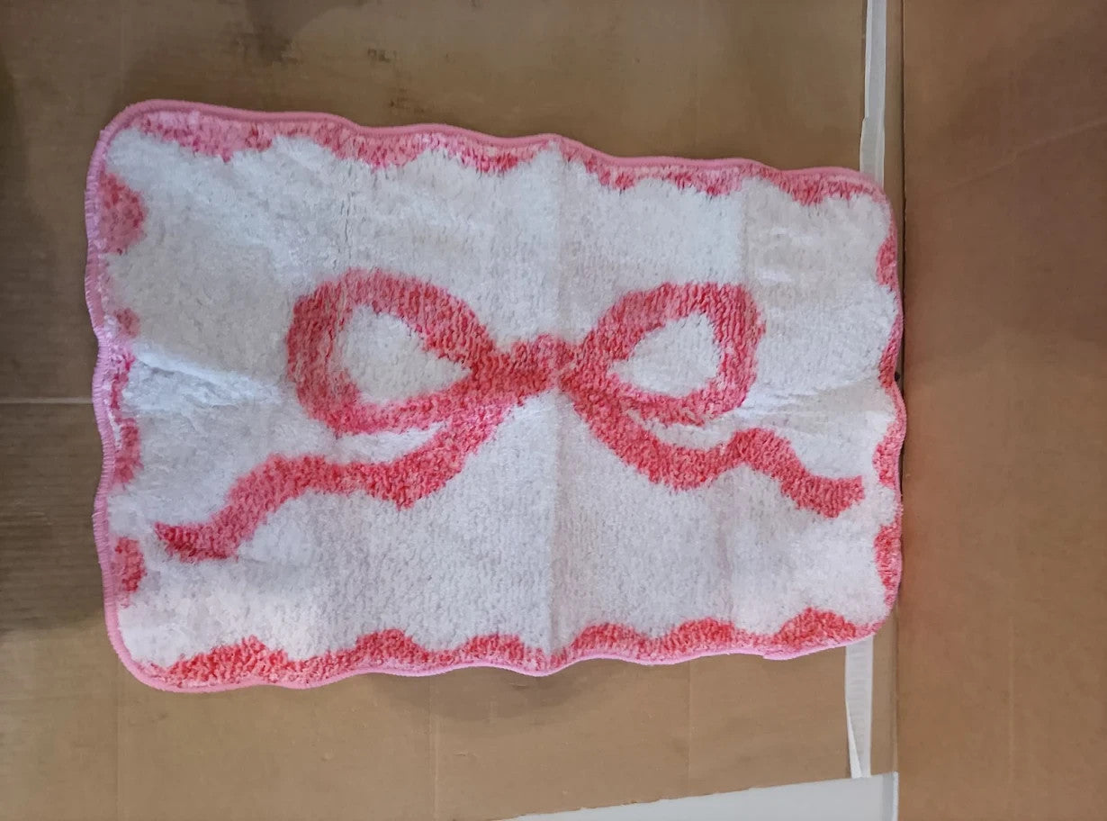 EujRcf Bow Rug 40x60cm Cute Bath Mat Soft Non Slip Pink Bathroom Accessories New
