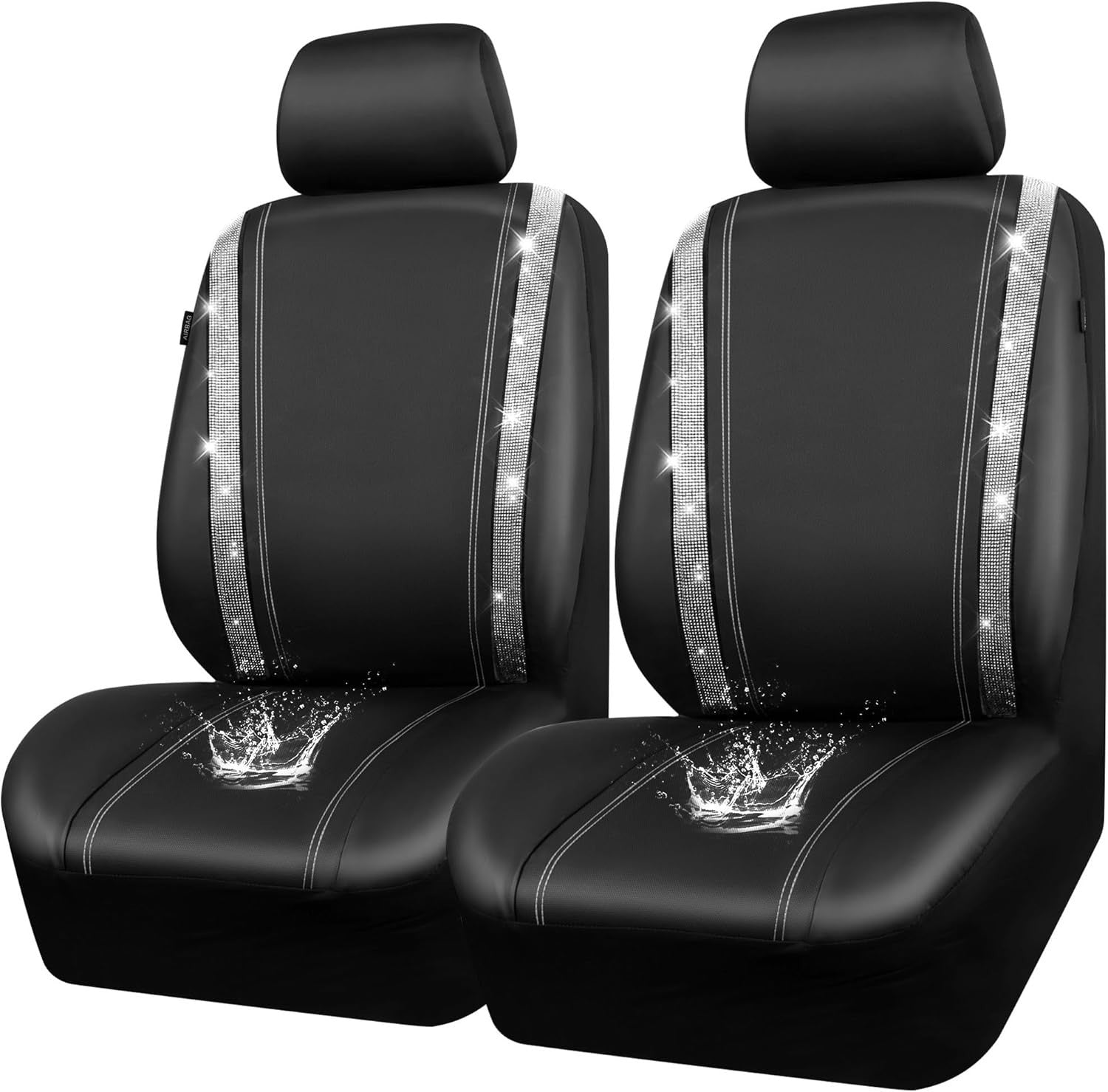 Car Pass Leather Diamond Bling Seat Covers 2 Front Interior Sets Waterproof New