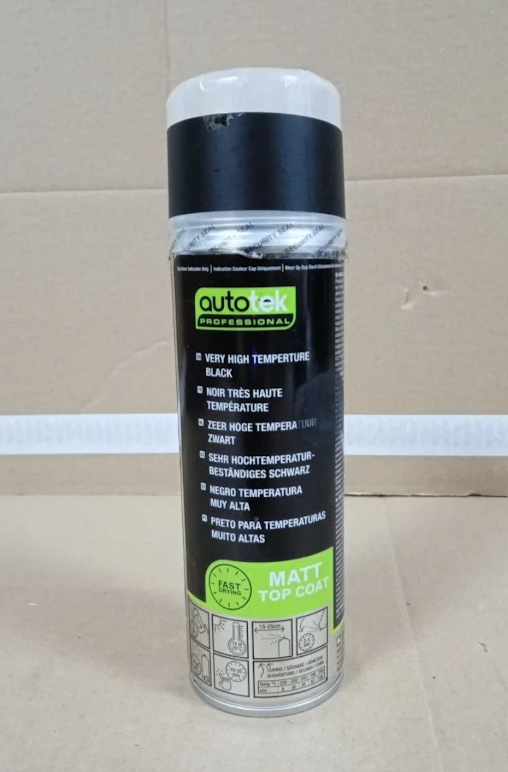 Autotek VHT Metallic Black Spray Paint 300ml High Temperature Heat Resistant
