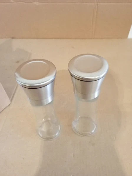 2pcs Grinder Set Salt Pepper Refillable Adjustable Manual 9.5x20cm New