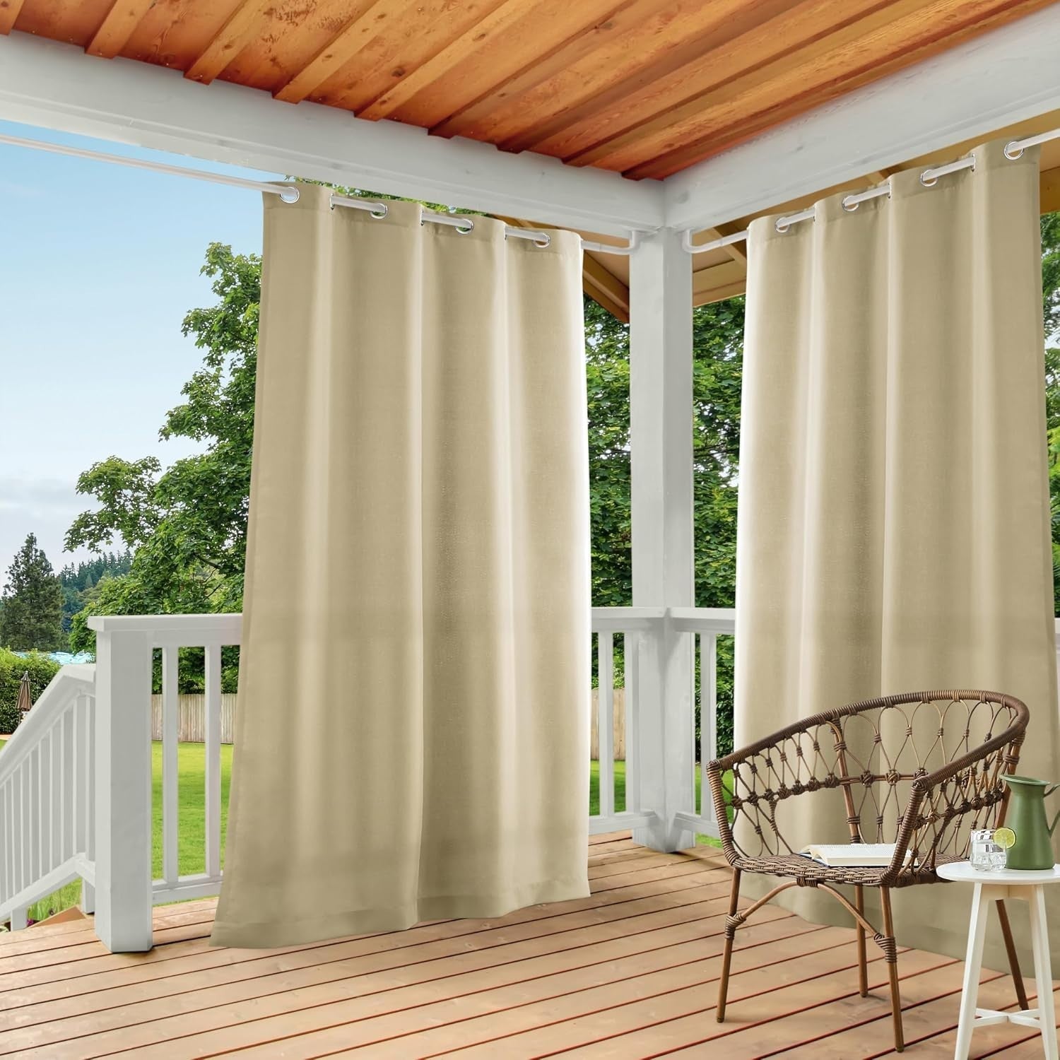 Exclusive Home Cabana Solid Indoor Outdoor Light Filtering Grommet 54x84in