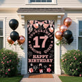 17th Birthday Decorations Rose Gold Door Banner 185x90cm Party Supplies New