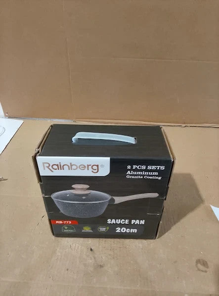 Rainberg Saucepan Lid Nonstick 2.6L Pan Suitable Induction Gas 20x20x9.3cm New