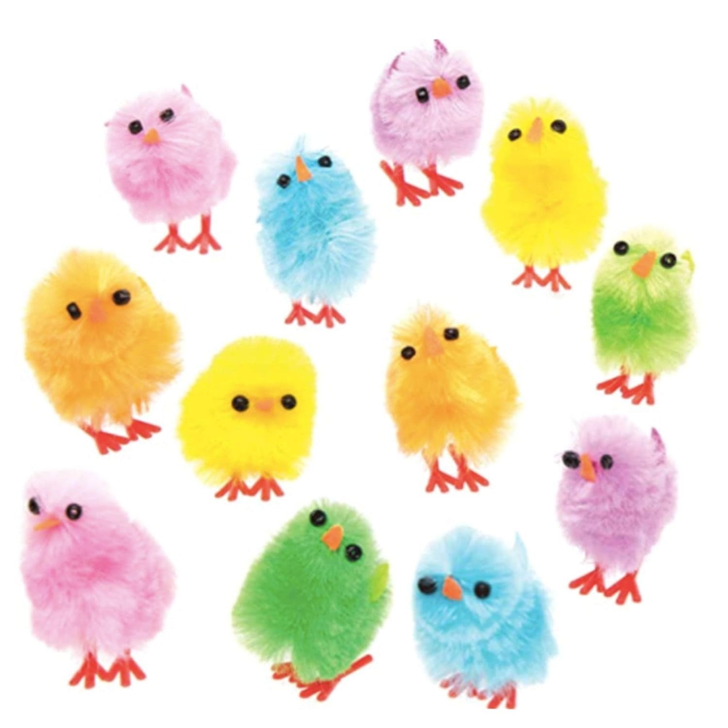Baker Ross EK237 Easter Coloured Mini Fluffy Chicks Cake Decoration Pack 12 New