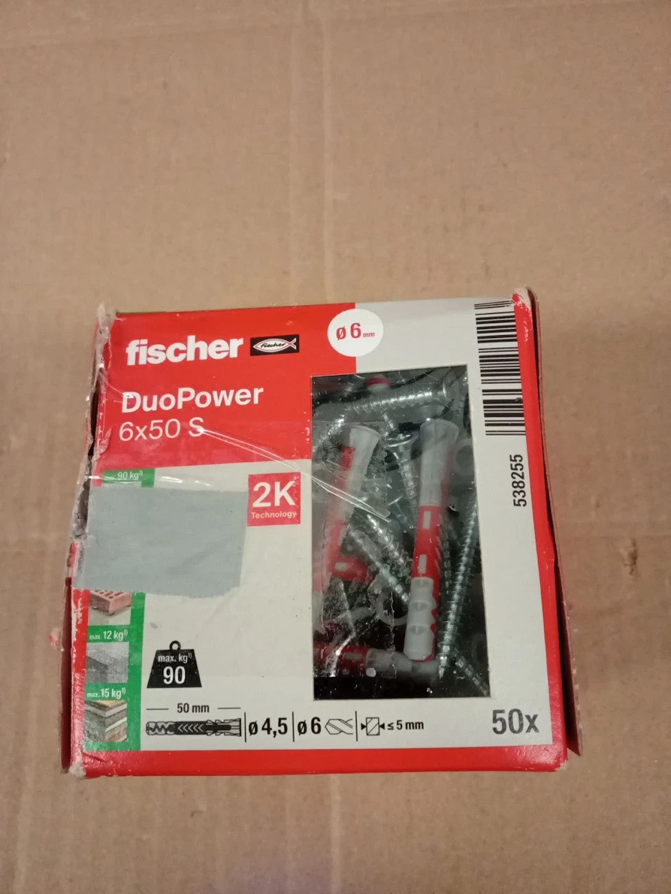 Fischer DuoPower 6x50mm S Powerful Universal Plug Safety Screw Intelligent Stone