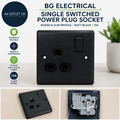 BG Electrical Single Switched Power Plug Nexus Metal Matt Black 13A NFB21B