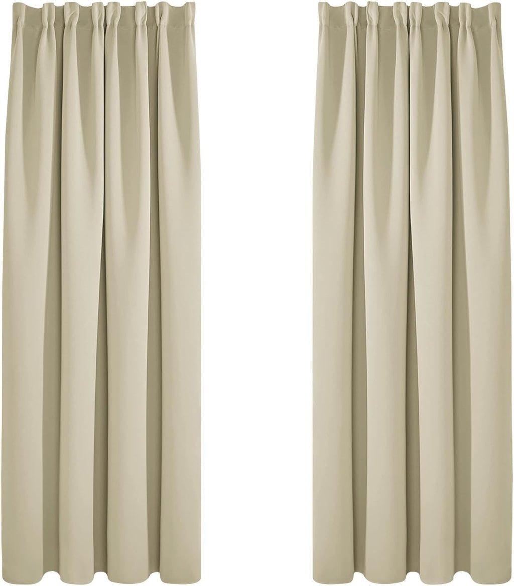 Deconovo Thermal Insulated Blackout Eyelet Curtains 55x84 Inch Light Beige New