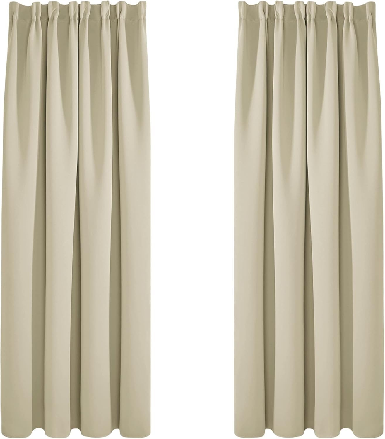 Deconovo Thermal Insulated Blackout Eyelet Curtains 55x84 Inch Light Beige New