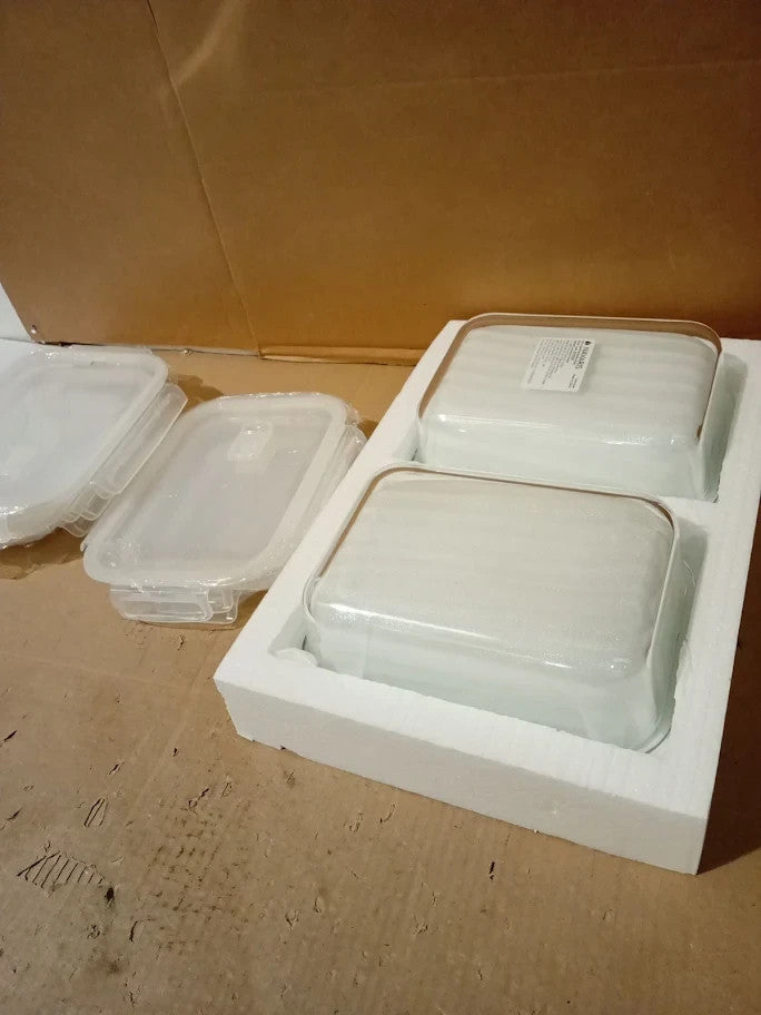 Navaris Glass Food Storage Containers With Lids Set Of 8 Airtight Lockable New