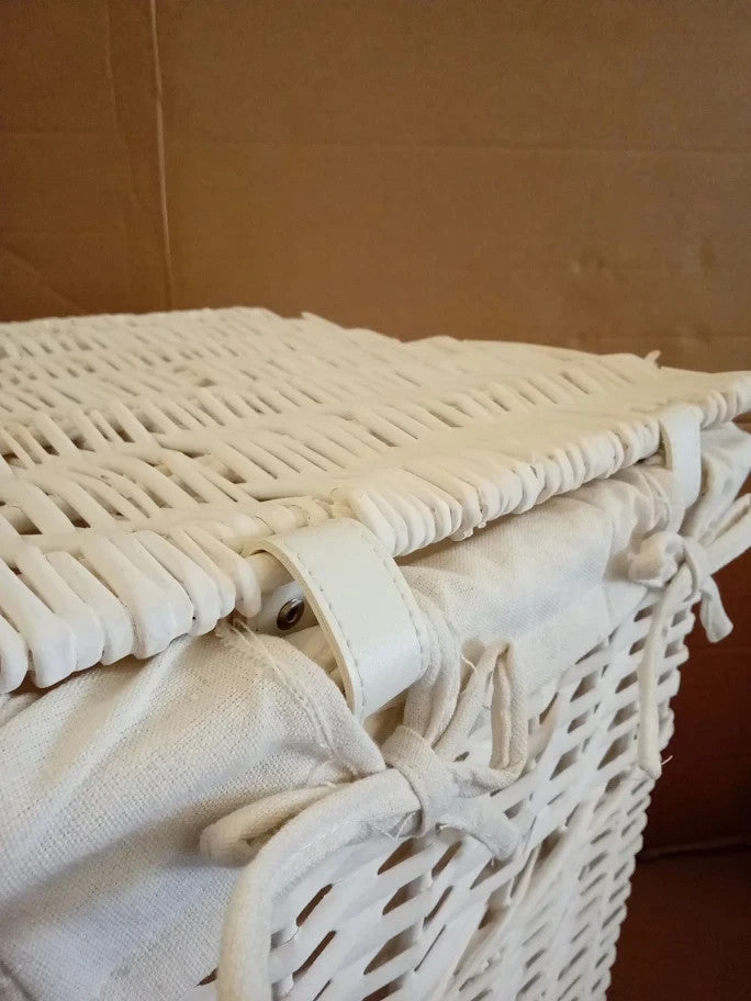 Argos Home 68Litre Willow Laundry Basket Wicker Frame White 56x35x35cm