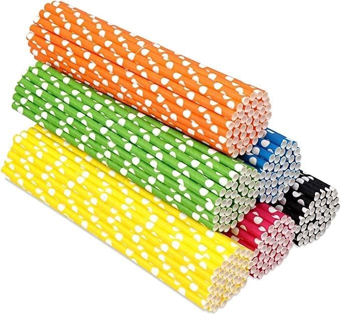 H&S Paper Straws 120pcs Biodegradable Recyclable Drinking Straws Party New