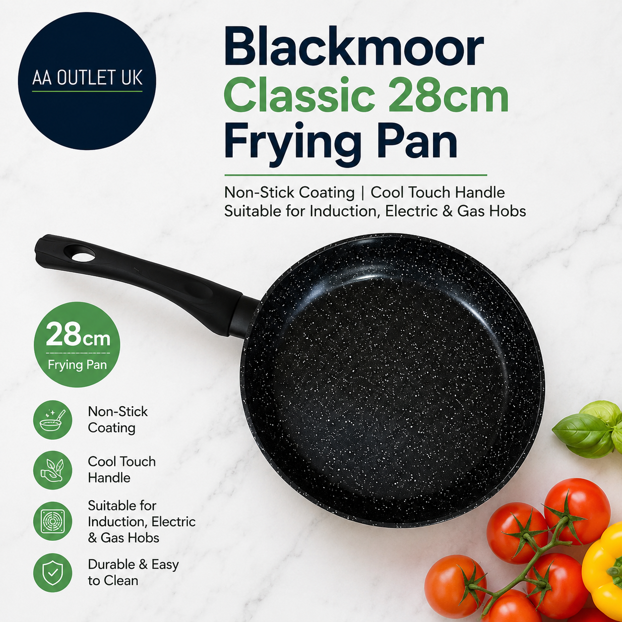 Blackmoor 67080 Classic 28cm Frying Pan Non Stick Coating Cool Touch Handle