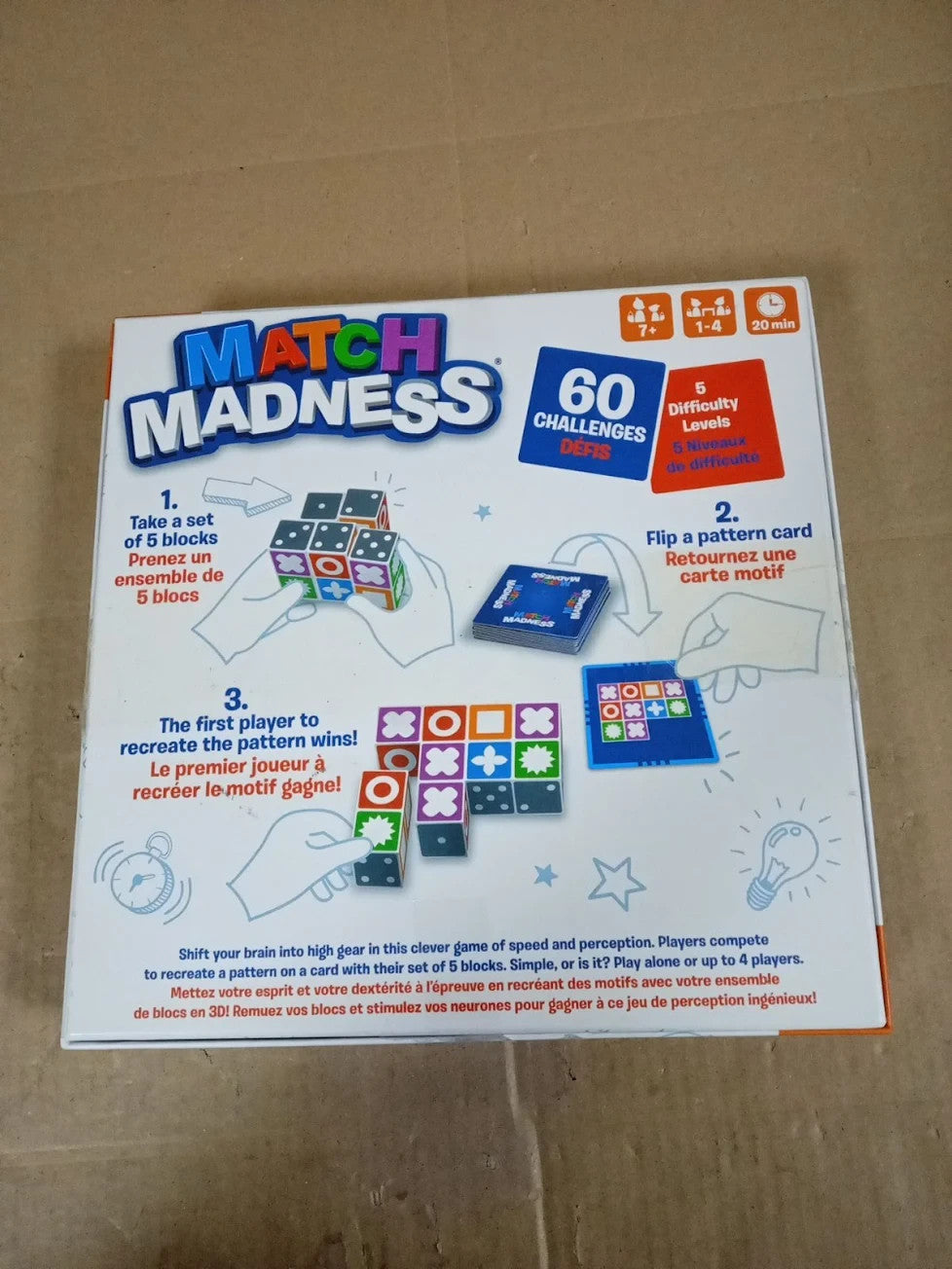 FoxMind Match Madness Family Board Games Kids Ages 7+ Teens Adults 1-4 Players