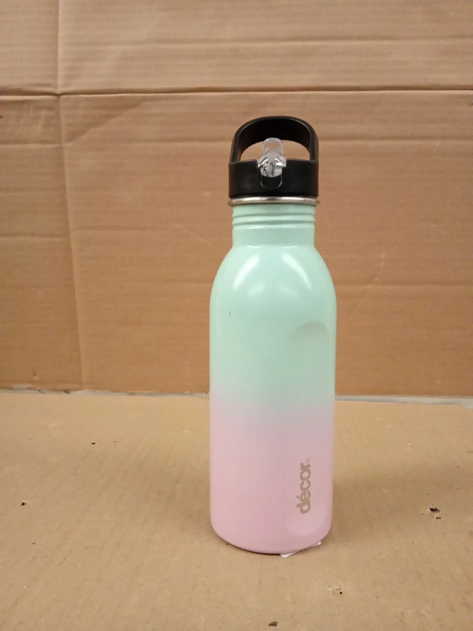 Decor Snap N Seal 500ml Stainless Steel Water Bottle Straw BPA Free Leakproof